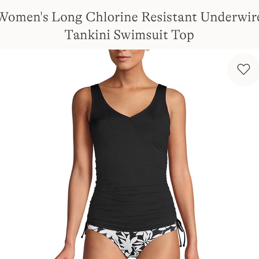 Lands' End Black Underwire Tankini Swimsuit Top